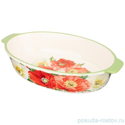Блюдо для запекания 36 х 20,5 х 7 см овальное &quot;Маки&quot; / 271238