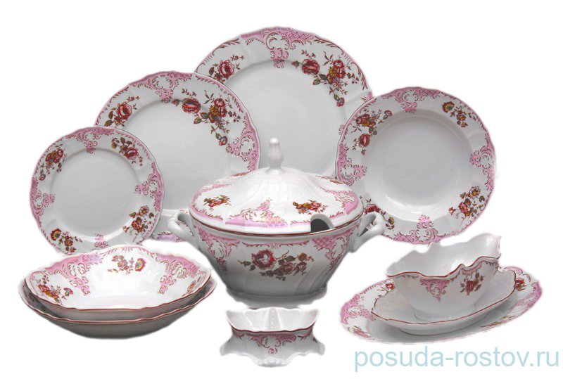 Столовый сервиз на 6 персон 26 предметов Thun "Бернадотт /Розовые розы" / 021238 Столовый сервиз на 6 персон 26 предметов Thun "Бернадотт /Розовые розы" / 021238