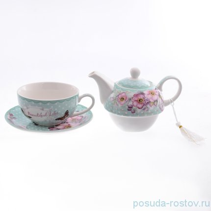 Чайный набор 3 предмета (чайная пара + чайник) &quot;Beautiful life&quot; / 150357