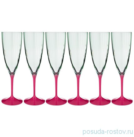 Бокалы для шампанского 220 мл 6 шт зелёные &quot;Кейт /Оптика /5094&quot; красная ножка / 151357