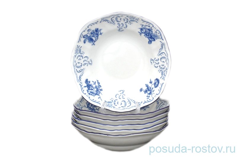 Набор салатников 16 см 6 шт "Бернадотт /Синие розы" / 030434 Набор салатников 16 см 6 шт "Бернадотт /Синие розы" / 030434