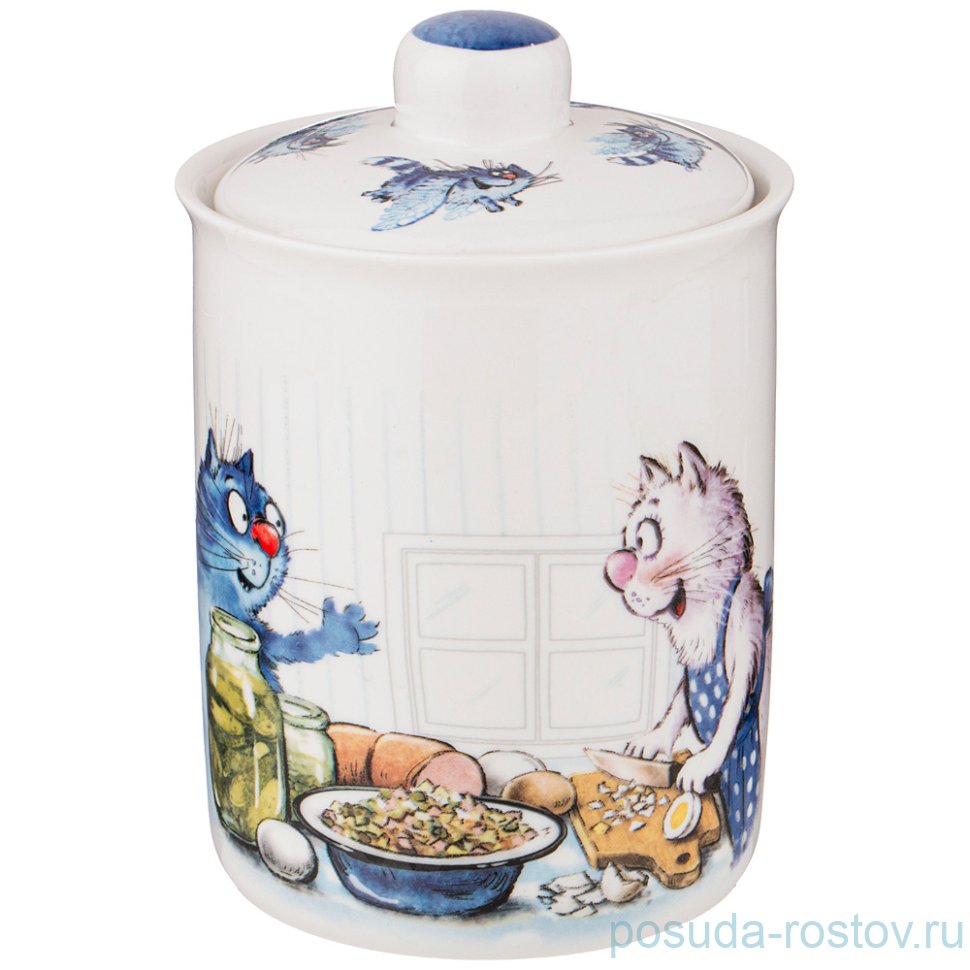 Банка для сыпучих продуктов 14,5 х 10,5 см 750 мл "синие коты /любовь моя" / 254049