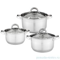 Набор кастрюль 3 предмета (1,6; 2,3; 3,1 л) со стеклянными крышками &quot;Classic&quot; / 273879