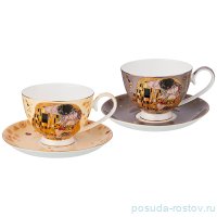 Набор чайных пар 300 мл 2 шт н/н кремовый/серый &quot;Поцелуй /Г. Климт&quot; / 224388