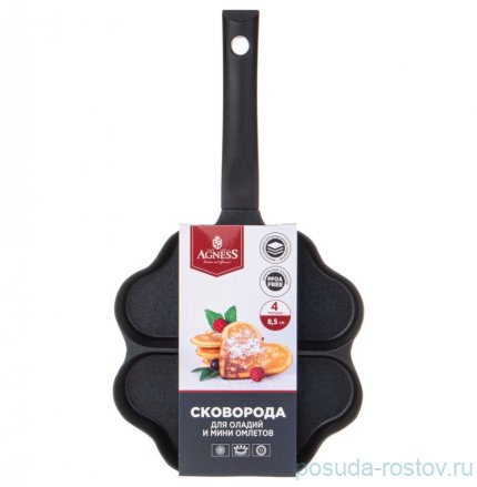 Сковорода для оладий 36 х 19,5 х 2 см антипригарное покрытие чёрная Agness  / 355275