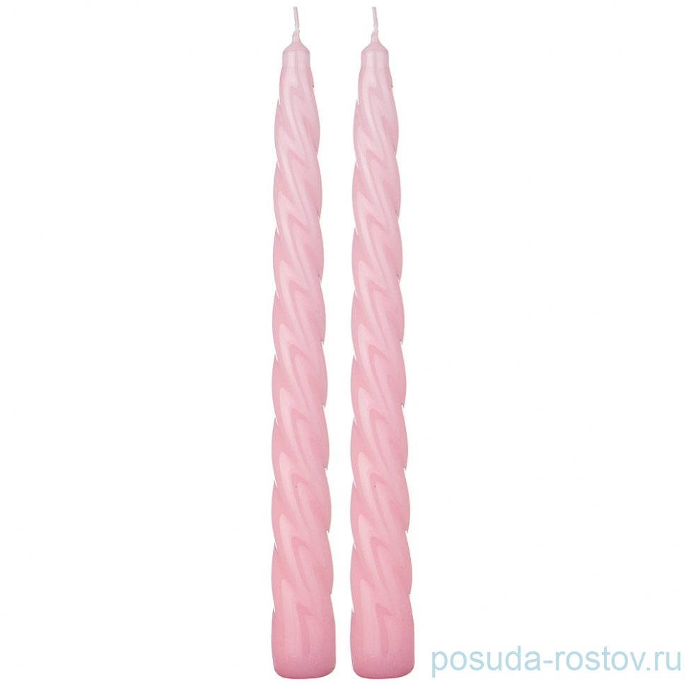 Набор свечей 23 см 2 шт витые Adpal (розовый) / 334664 Набор свечей 23 см 2 шт витые Adpal (розовый) / 334664