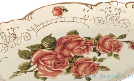 Блюдо 49 х 27 х 5 см овальное с ручками &quot;Корейская роза&quot; / 186429