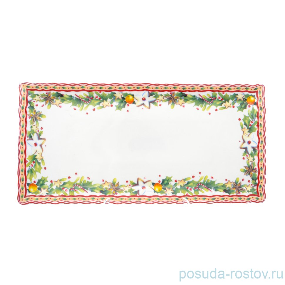 Блюдо 37 х 18 см прямоугольное "Christmas world /Green" / 230086 Блюдо 37 х 18 см прямоугольное "Christmas world /Green" / 230086