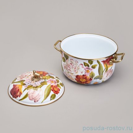 Кастрюля 18 см с крышкой эмалированная 2,8 л &quot;Фландрия&quot; / 368686