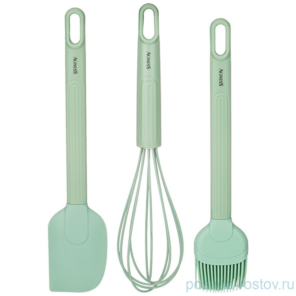 Набор 3 предмета (венчик, лопатка, кисточка) Agness / 335021