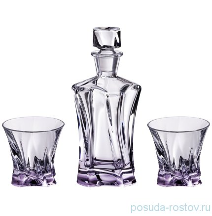 Набор для виски 3 предмета (графин 650 мл + 2 стакана по 320 мл) &quot;COOPER /Фиолетовое дно&quot; / 129156