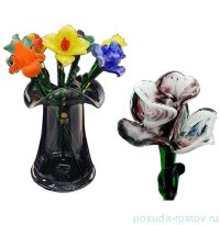 Цветок стеклянный 50 см /Роза бело-фиолетовая / 030021