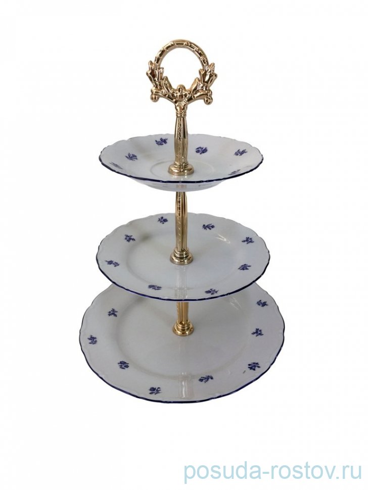 Этажерка 3-х ярусная "Офелия /Мелкие синие цветы" / 232272 Этажерка 3-х ярусная "Офелия /Мелкие синие цветы" / 232272