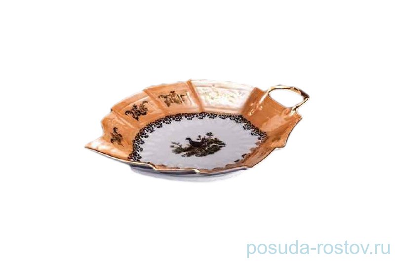 Блюдо 21 см лист "Магнолия /Охота бежевая" / 052558