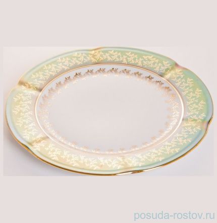 Набор тарелок 27 см 6 шт &quot;Мария /Зелёная с золотыми листиками&quot; / 043592