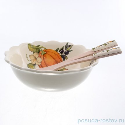 Салатник 25 см с ложками &quot;Artigianato ceramico /Тыква&quot; / 156816