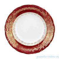 Набор тарелок 24 см 6 шт глубокие &quot;Фредерика /Золотые листики на красном&quot; / 252545