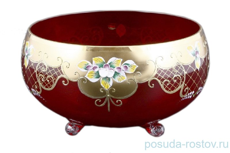Конфетница 20 см на 3-х ножках "Лепка красная /5408" / 092667