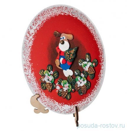 Тарелка декоративная 20 см красная &quot;Собака&quot; / 256537