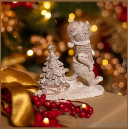 Статуэтка 13 х 5,5 х 11,5 см &quot;Котик с елочкой&quot; / 378884