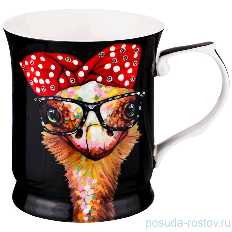 Кружка 420 мл чёрная "Страус" / 186015 Кружка 420 мл чёрная "Страус" / 186015