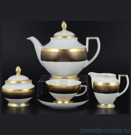 Чайный сервиз на 6 персон 15 предметов &quot;Констанц /Rio black gold&quot; / 099548