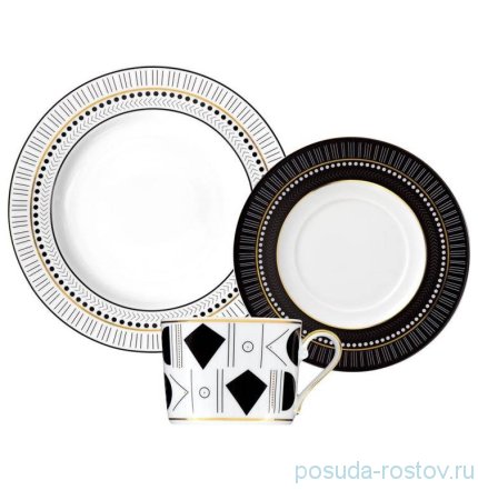 Набор чайных пар 250 мл 4 шт с тарелками &quot;Дженни /Art Deco золото&quot; / 163412