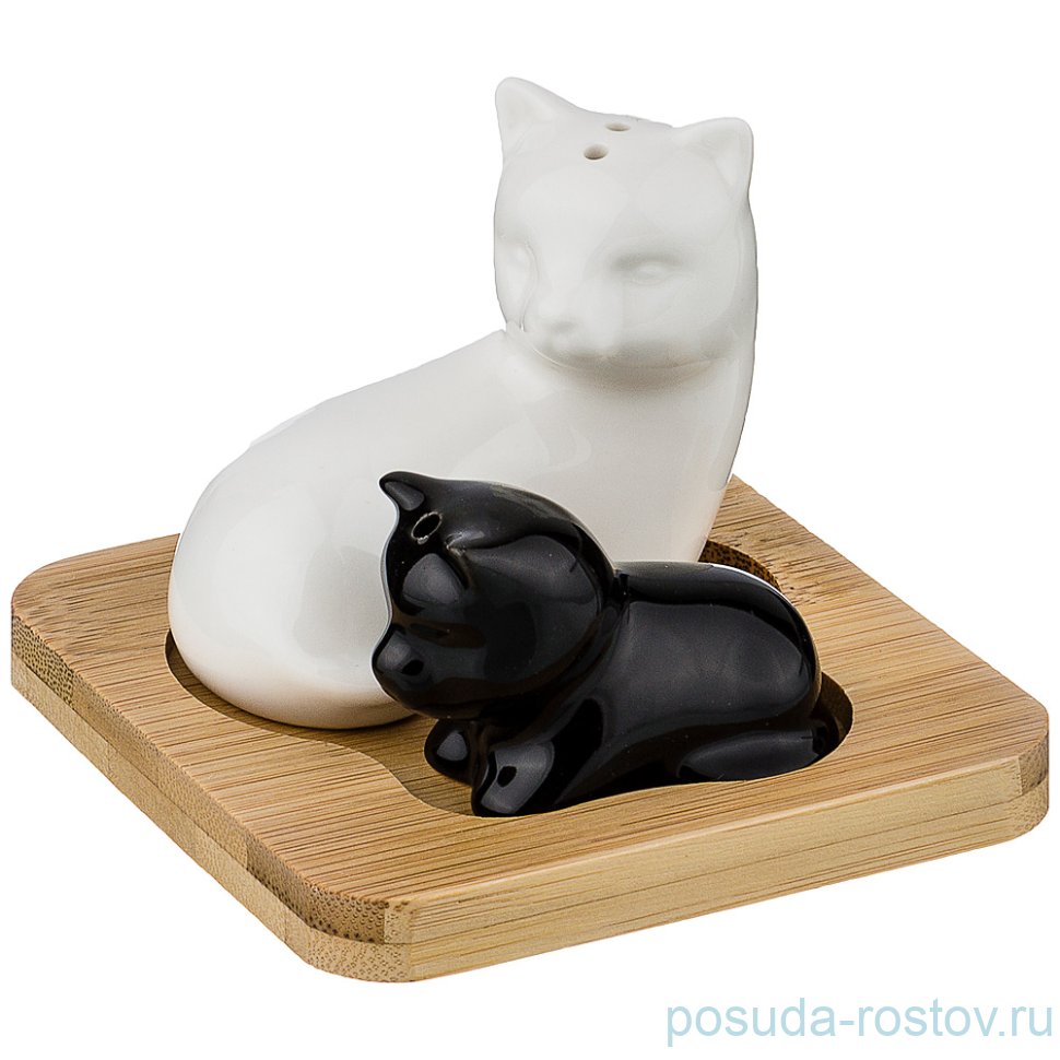Приборы для специй Солонка и Перечница 7 х 4 х 6 см на подставке "Native /Кошка с котёнком" / 199970