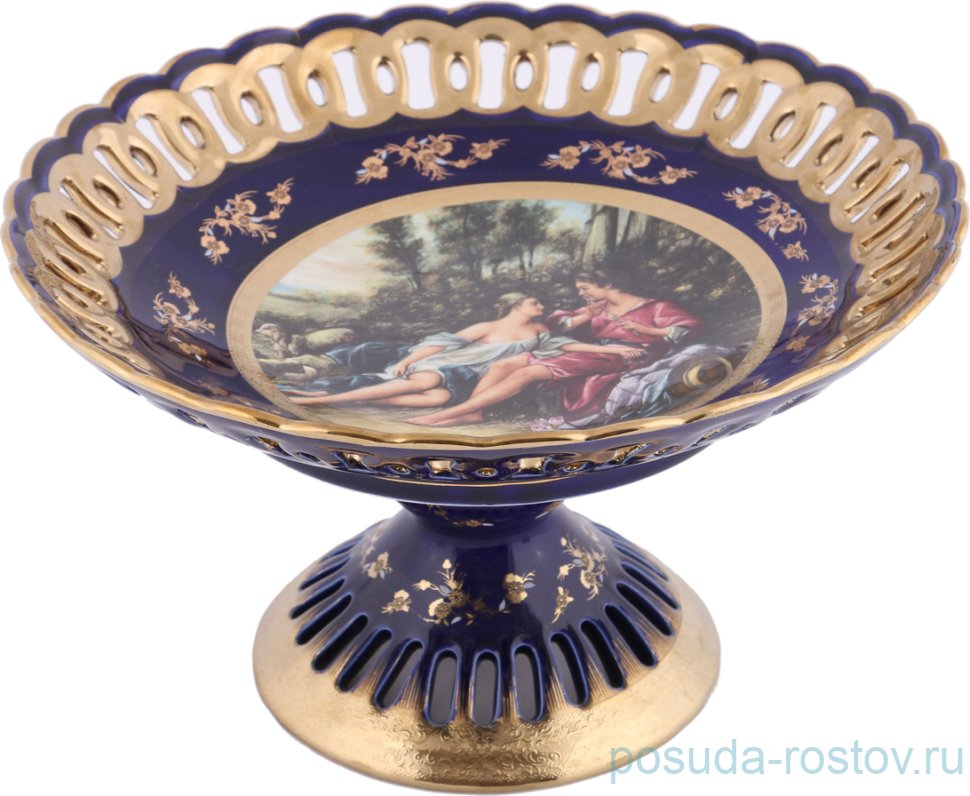 Конфетница 25 см н/н перф. "Влюблённая пара /Кобальт" / 200104