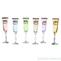 Бокалы для шампанского 190 мл 6 шт &quot;Анжела /Лепка /Ассорти&quot; бледные / 169591