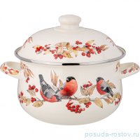 Кастрюля 20 х 12 см с крышкой эмалированная 2,8 л &quot;Снегири&quot; / 362216