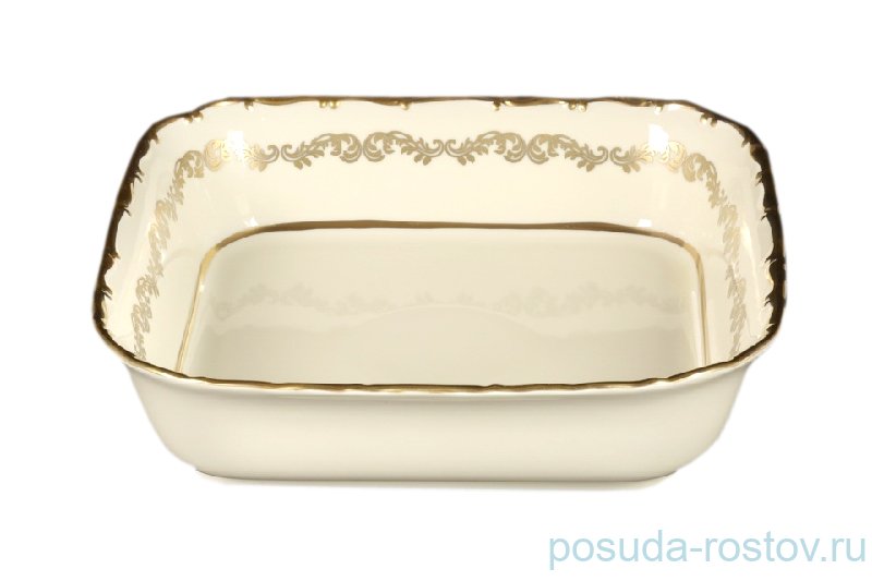 Салатник 24 см квадратный  Bohemia Porcelan Moritz Zdekauer 1810 s.r.o. "Анжелика /Золотые вензеля /СК" / 066449