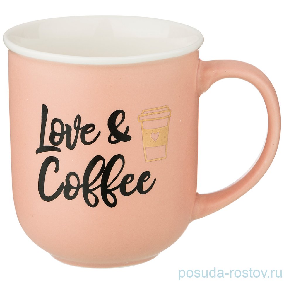Кружка 400 мл розовая "кофемания" / 210577 Кружка 400 мл розовая "кофемания" / 210577