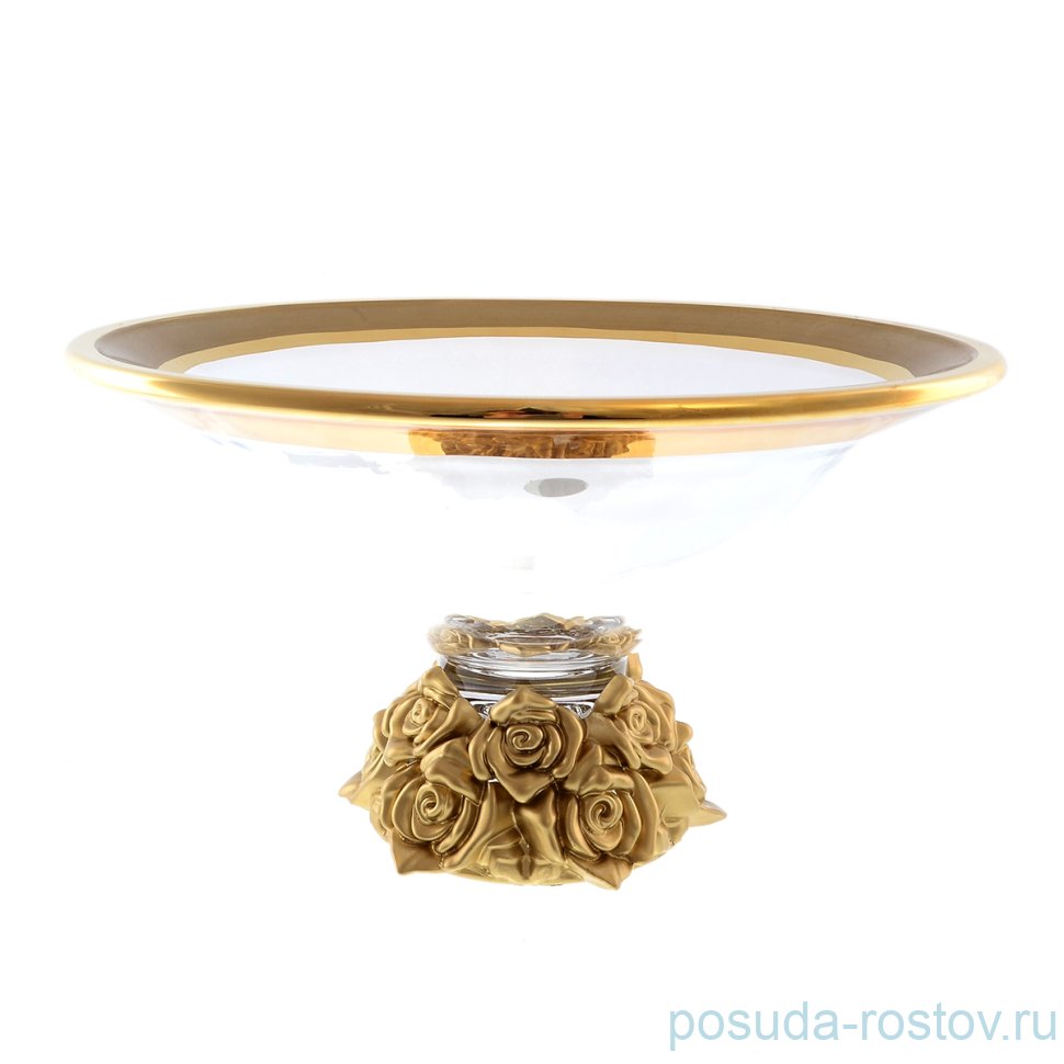 Ваза для фруктов 35 см н/н "Фрост /Матовая полоса /золото" / 140051 Ваза для фруктов 35 см н/н "Фрост /Матовая полоса /золото" / 140051