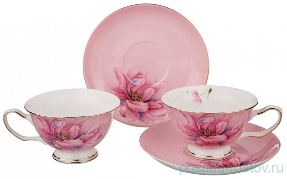 Набор чайных пар 200 мл 2 шт "Розовый цветок" / 189661