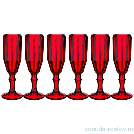 Бокалы для шампанского 180 мл 6 шт красные &quot;Muza Color /Рокки&quot; / 192999