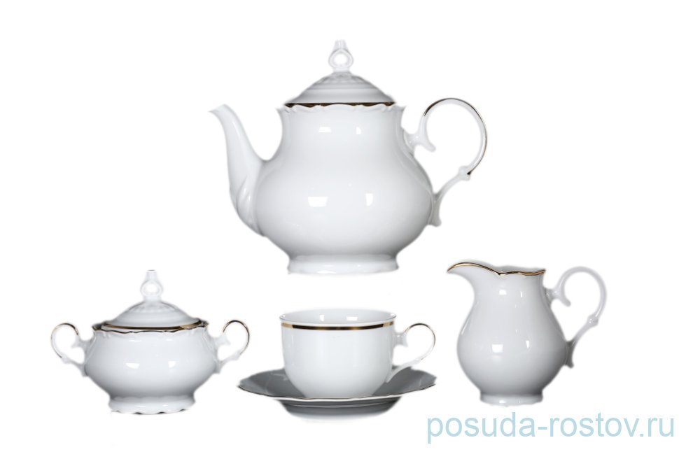 Чайный сервиз на 6 персон 15 предметов "Офелия/Отводка золото" / 096666 Чайный сервиз на 6 персон 15 предметов "Офелия/Отводка золото" / 096666