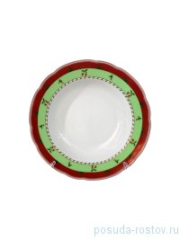 Набор тарелок 23 см 6 шт глубокие &quot;Роза /Вишни /Зеленый кант&quot; / 245449