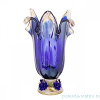 Ваза для цветов 22 х 22 х 44 см н/н синяя &quot;W. Cristal /Муранское стекло&quot; / 212847
