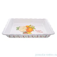 Блюдо для запекания 37 х 21 см прямоугольное &quot;Artigianato ceramico /Апельсин и роза&quot; / 228443