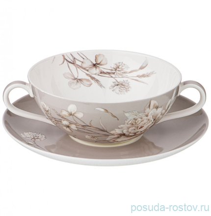 Бульонная пара 450 мл 1 шт серая &quot;Белый цветок&quot; / 230690