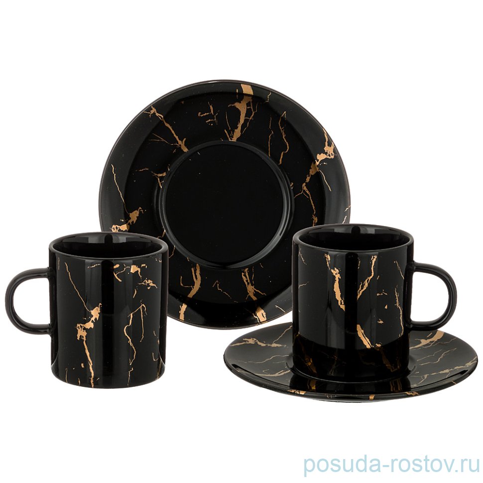 Набор чайных пар 220 мл 2 шт "fantasy /чёрное" / 206095