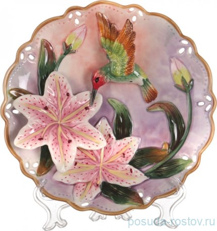 Тарелка настенная 20 см &quot;Лилии и колибри&quot; / 192483