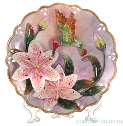 Тарелка настенная 20 см &quot;Лилии и колибри&quot; / 192483