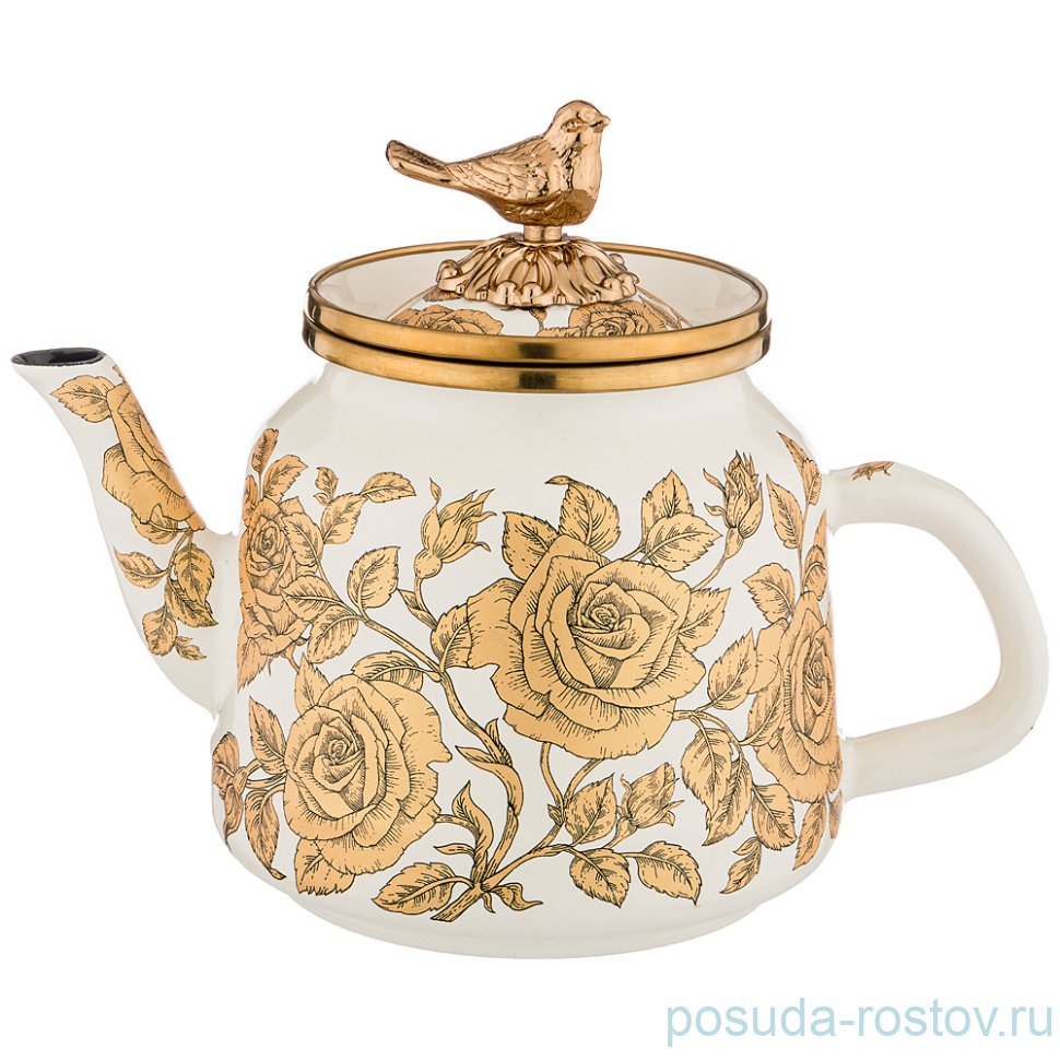 Чайник 1 л эмалированный белый "Agness /Ренессанс /Розы" / 211332