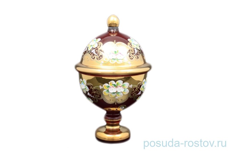 Ваза 21 см с крышкой н/н "Лепка красная /6494" / 058192