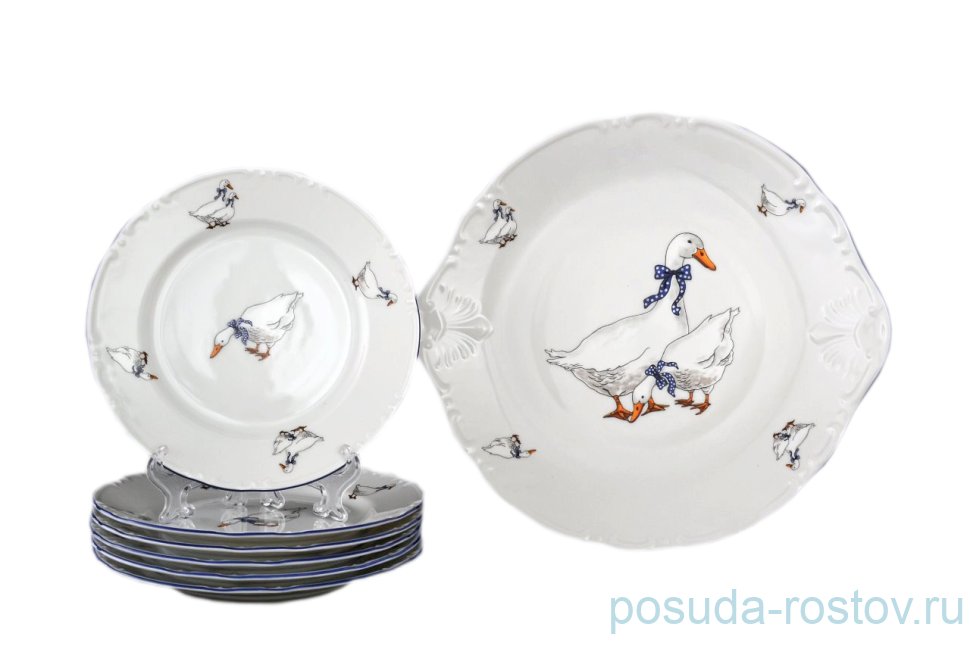 Набор для торта 7 предметов "Констанция /Гуси" / 020219