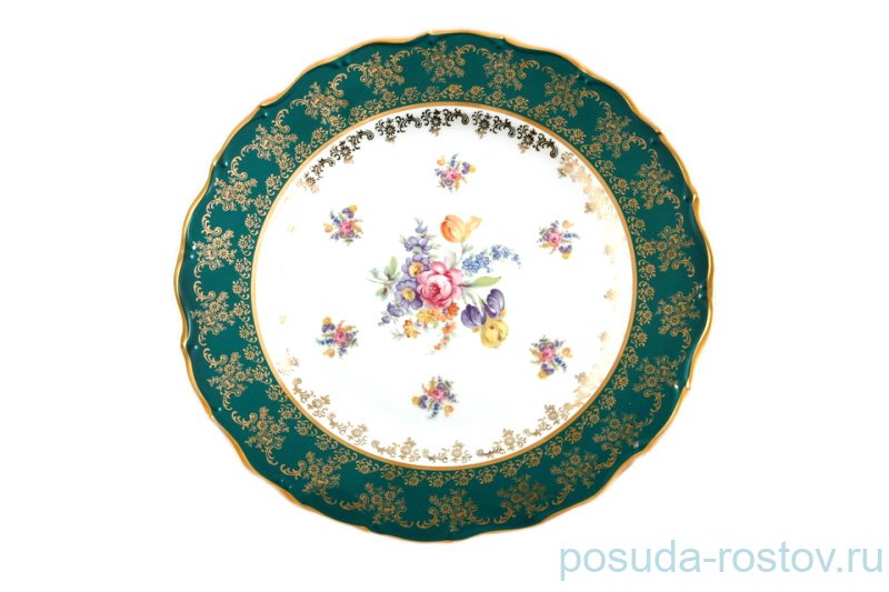Блюдо 30 см круглое  Bohemia Porcelan Moritz Zdekauer 1810 s.r.o. "Офелия /Изумруд /Полевой цветок" / 046458
