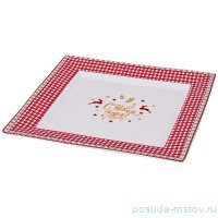 Блюдо 28 х 28 х 2,7 см квадратное &quot;С новым годом /Красная клетка&quot; / 195426