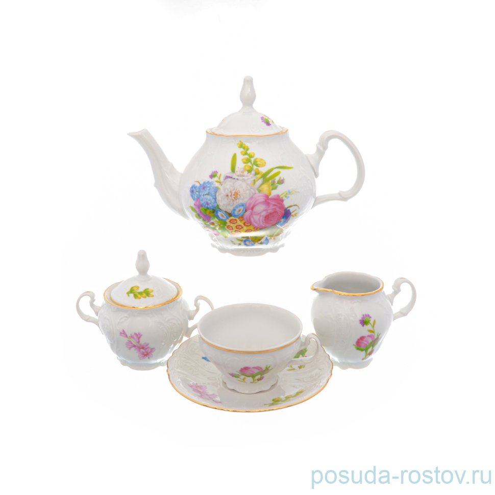 Чайный сервиз на 6 персон 15 предметов "Бернадотт /Весенние цветы" / 232822